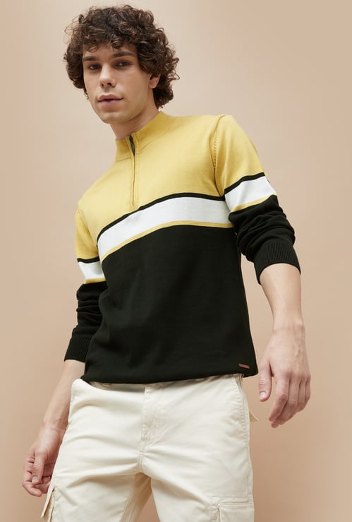 FAME FOREVER Flat Knit Colourblock Sweater