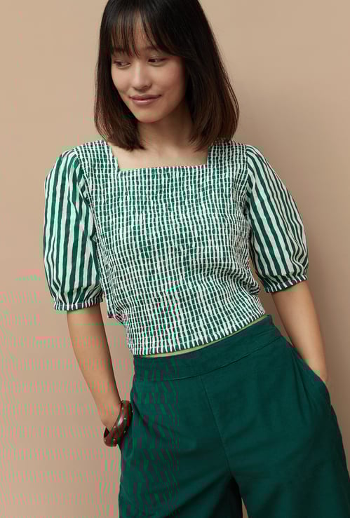 COLOUR ME Women Striped Crop Top