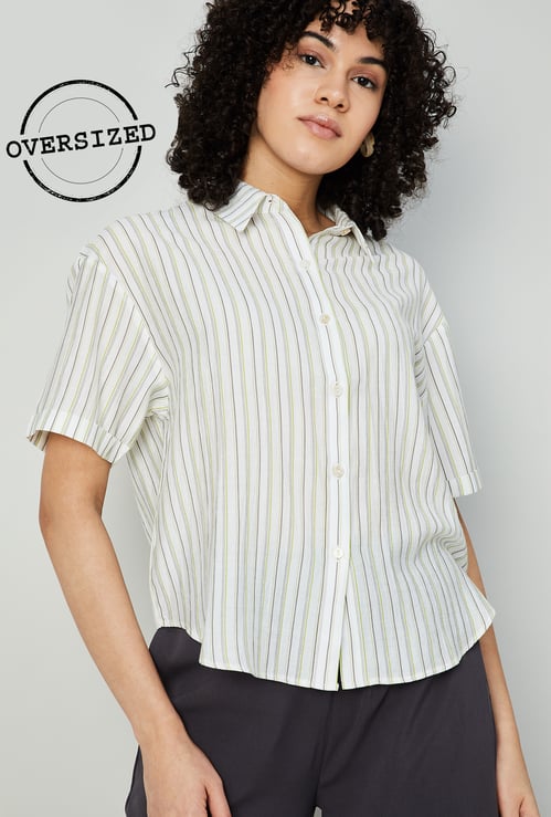 GINGER Women Striped Boxy Shirt