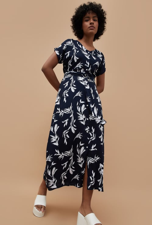 FAME FOREVER Women Print V-Neck A-Line Dress