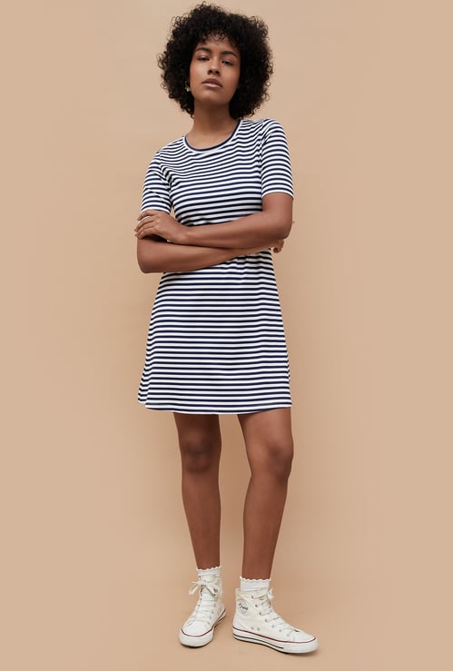FAME FOREVER Women Striped T-shirt Dress