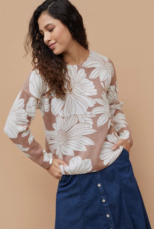 CODE Floral Printed Sweater