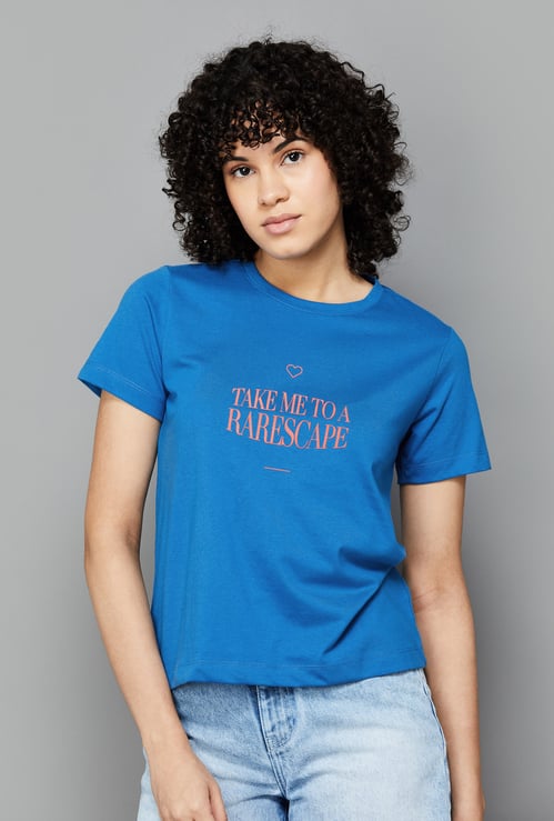 RAREISM Women Typography Printed T-shirt