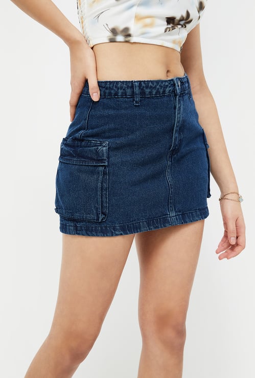 GINGER Women Stonewashed Denim Skirt