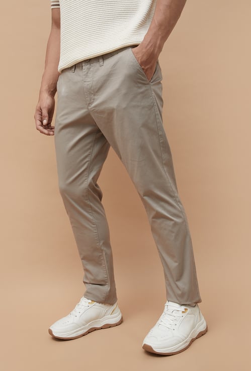 CODE Solid Slim Straight Flat Front Trousers