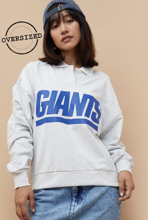 GINGER Women Printed Oversized Sweatshirt