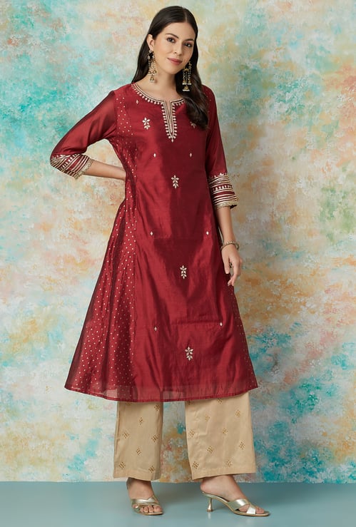 MELANGE Embroidered A-line Kurta
