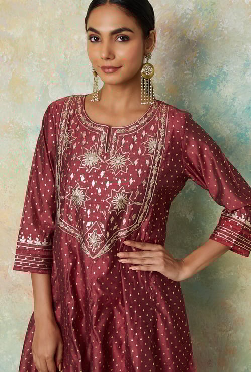 MELANGE Foil Print A-Line Kurta