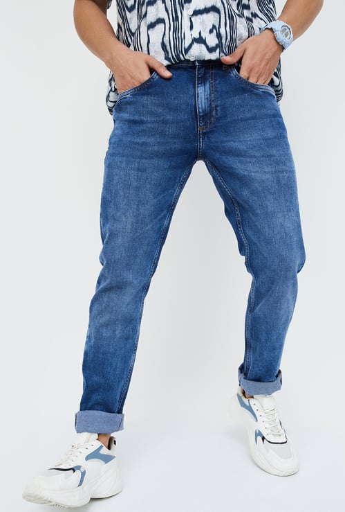 FORCA Men Stonewashed Slim Tapered Jeans