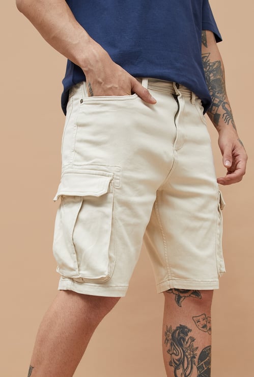 FORCA Solid Regular Fit Cargo Shorts