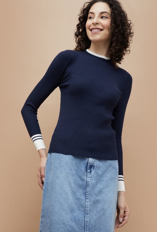 FAME FOREVER Ribbed Flat Knit Top