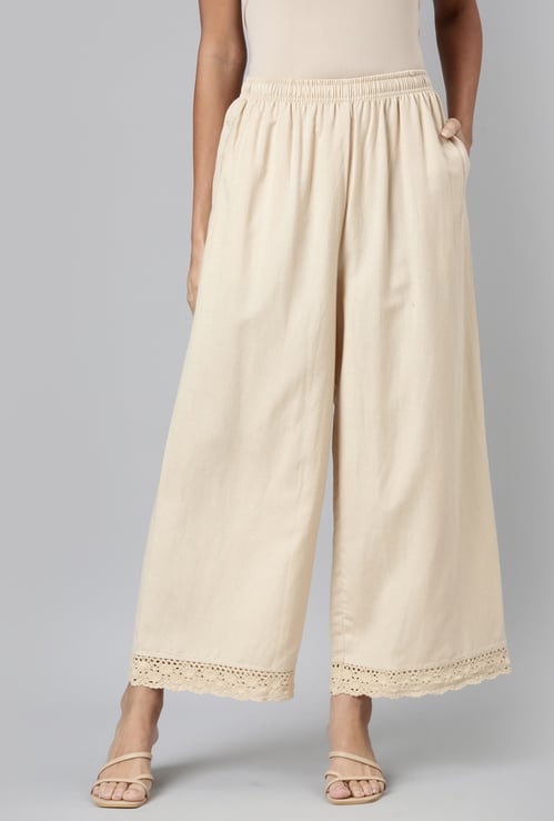 GO COLORS Solid Elasticated Palazzos