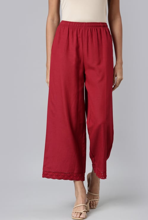 GO COLORS Solid Elasticated Palazzos