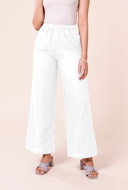 GO COLORS Solid Elasticated Palazzos