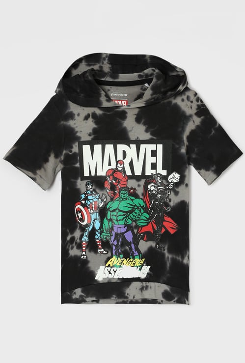 FAME FOREVER Marvel Print Hooded T-shirt