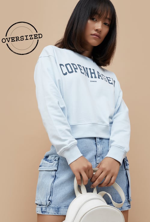 GINGER Chest Print Oversized Sweatshirt