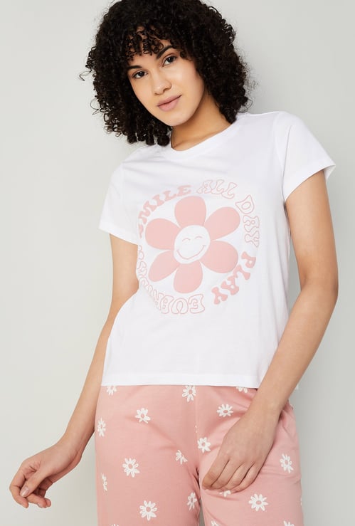 GINGER Women Floral Printed Lounge T-shirt