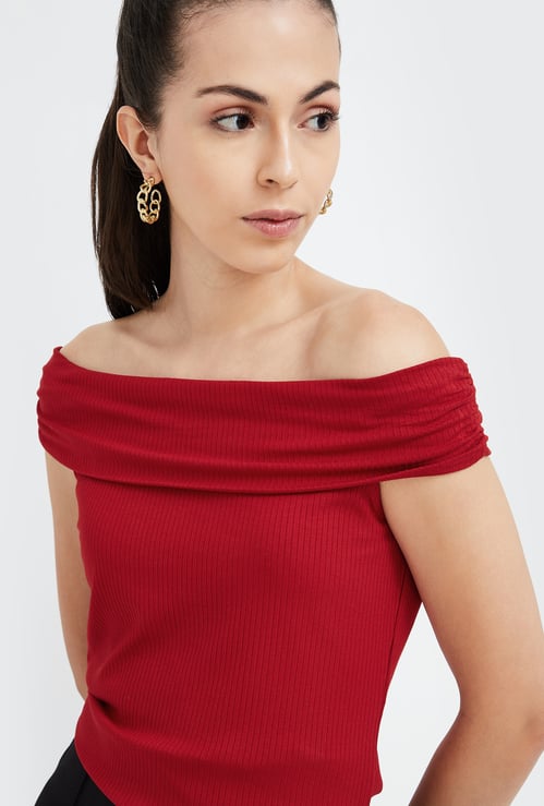 CODE Women Solid Off-Shoulder Top