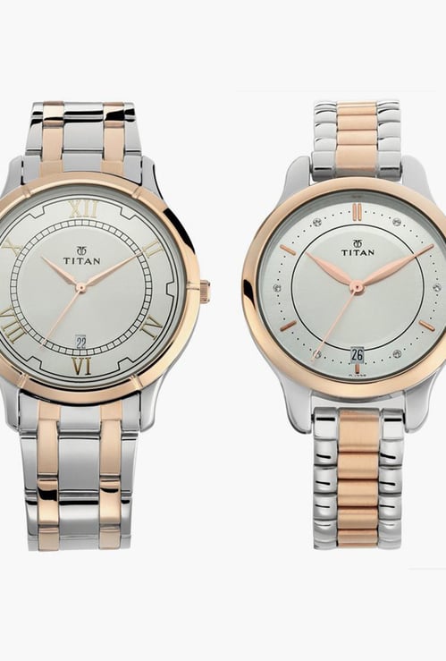 TITAN Bandhan Couple Water-Resistant Analog Watch Set - NS17752481KM01P