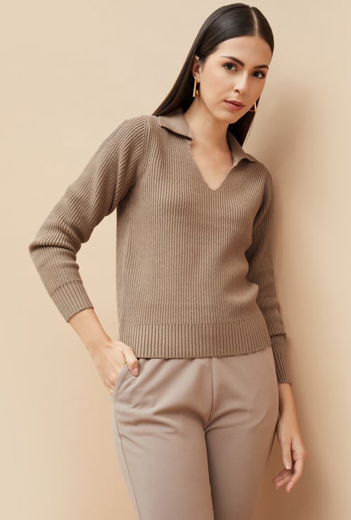 CODE Knitted Collared Sweater