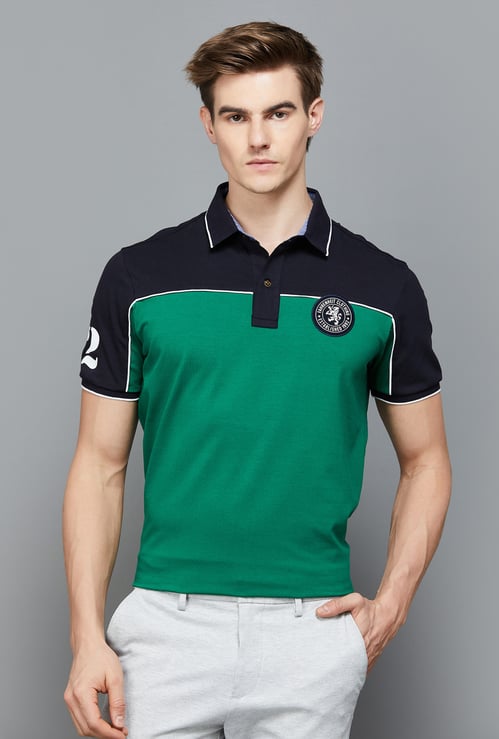 FAHRENHEIT Men Colourblock Slim Fit Polo T-shirt