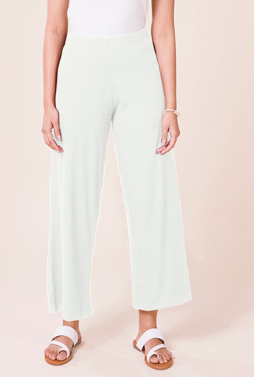 GO COLORS Women Ribbed Palazzos