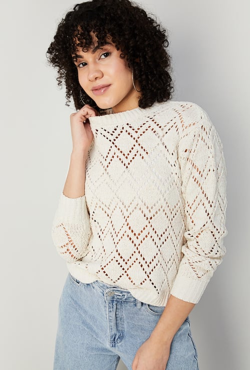 FAME FOREVER Women Pointelle Knitted Sweater