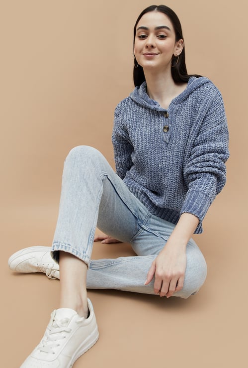 FAME FOREVER Knit Hooded Sweater