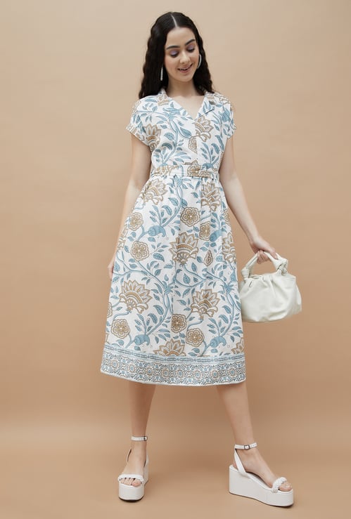 COLOUR ME Floral Print Belted Dress