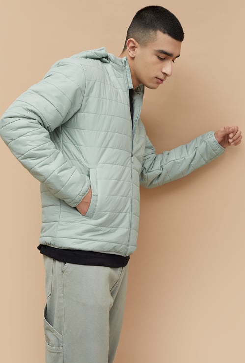 FAME FOREVER Solid Hooded Puffer Jacket