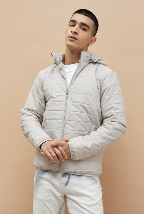FAME FOREVER Solid Hooded Puffer Jacket