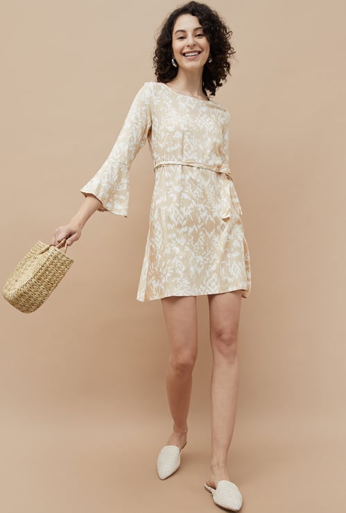 FAME FOREVER Printed A-Line Mini Dress