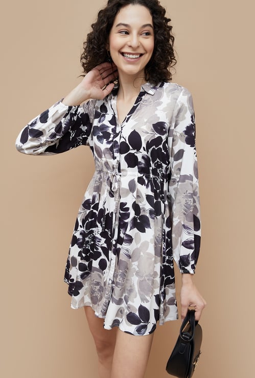 FAME FOREVER Printed Shirt Dress