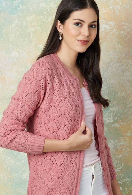 MELANGE Geometric Knit Cardigan