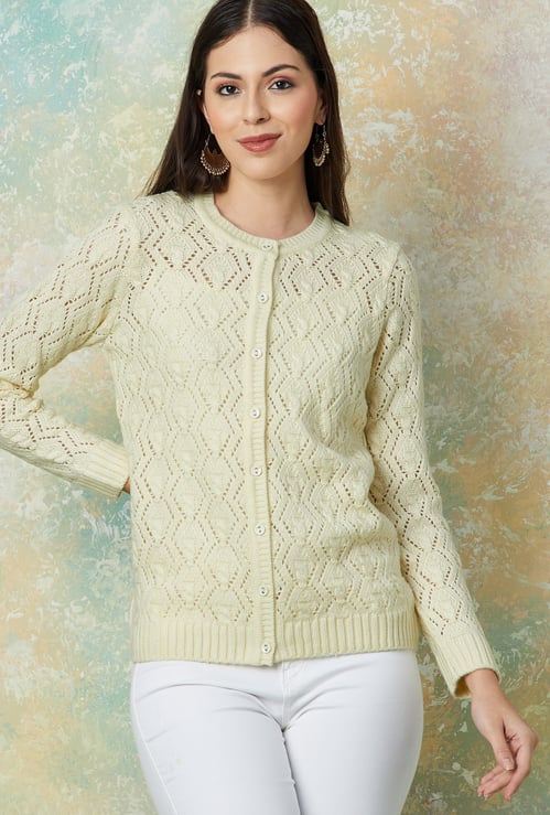 MELANGE Geometric Knit Cardigan