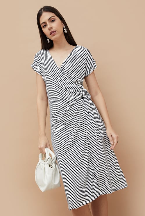 CODE Striped Wrap Dress