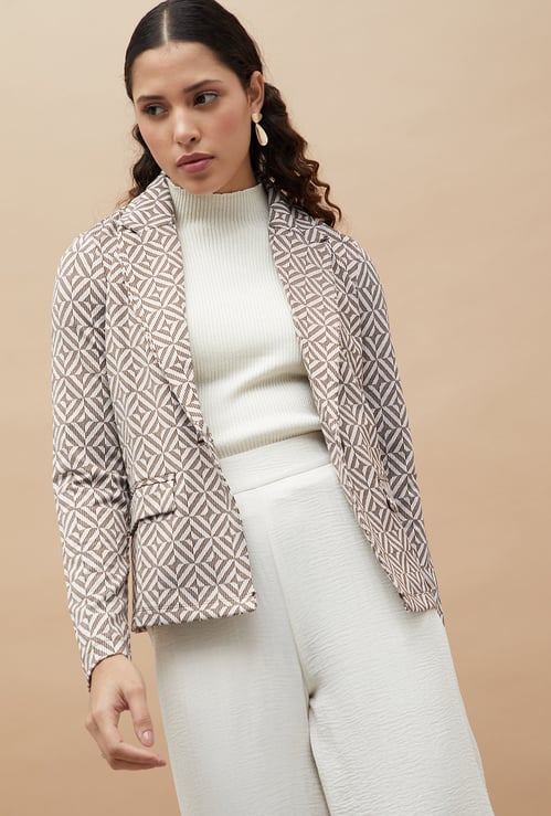 CODE Patterned Open Notch Lapel Jacket
