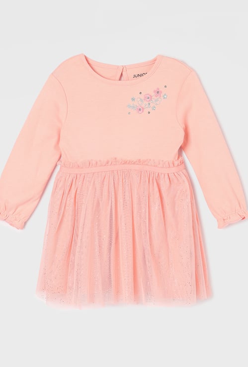 JUNIORS Embellished Fit & Flare Dress