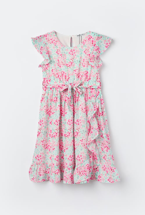 FAME FOREVER Printed Fit and Flare Dress