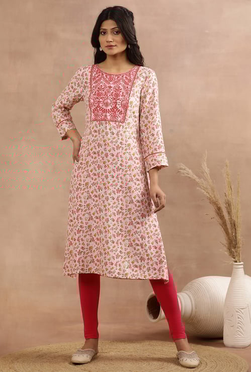 W Floral Print Straight Kurta