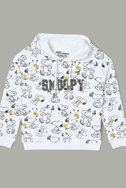 FAME FOREVER Snoopy Print Hooded Sweatshirt