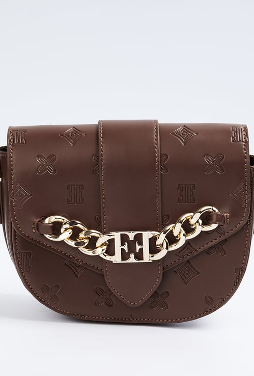 ELLE Textured Sling bag with Chain Accent