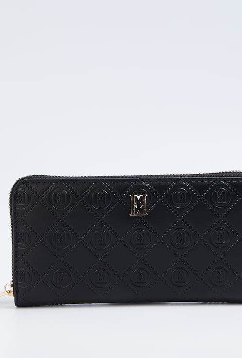 ELLE Debossed Zip-Up Wallet
