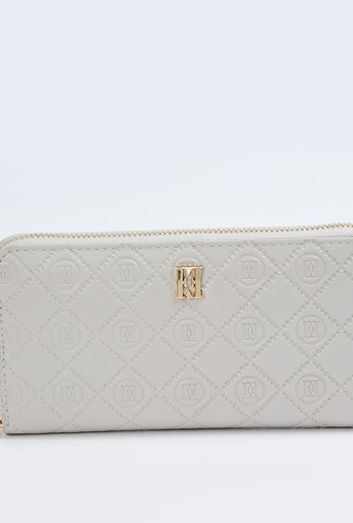ELLE Debossed Zip-Up Wallet
