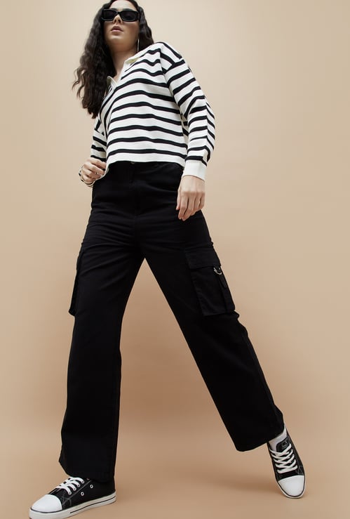 GINGER Solid Relaxed Fit Cargo Pant