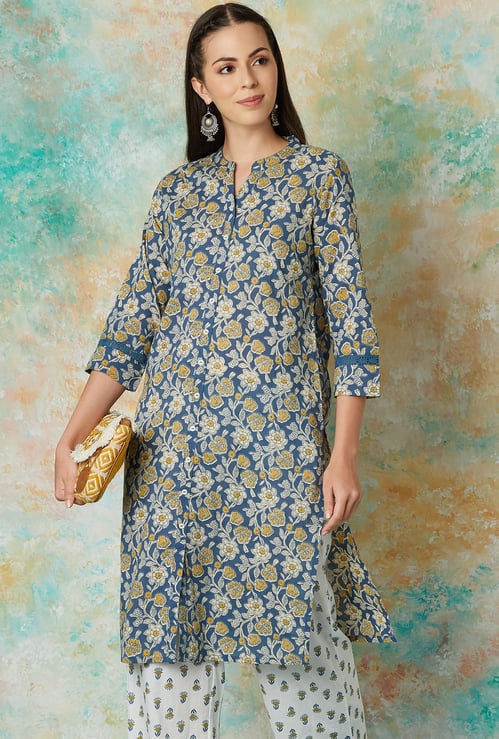 MELANGE Women Floral Print Straight Kurta Set