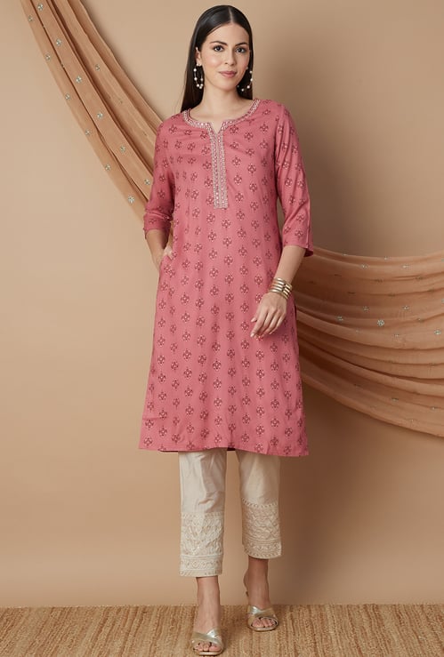 MELANGE Motif Print Straight Kurta