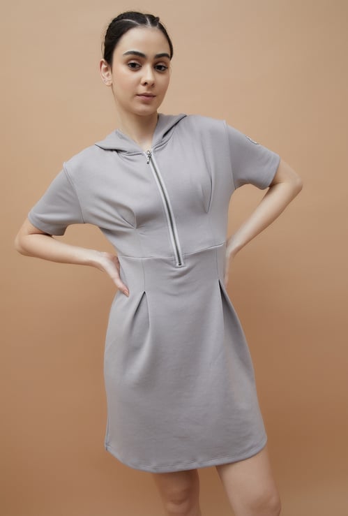 KAPPA Solid Hooded Athleisure Dress