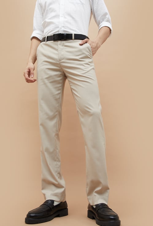 CODE Textured Regular Fit Formal Trousers