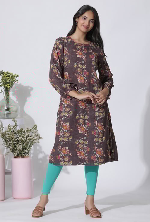 W Women Floral Print Straight Kurta